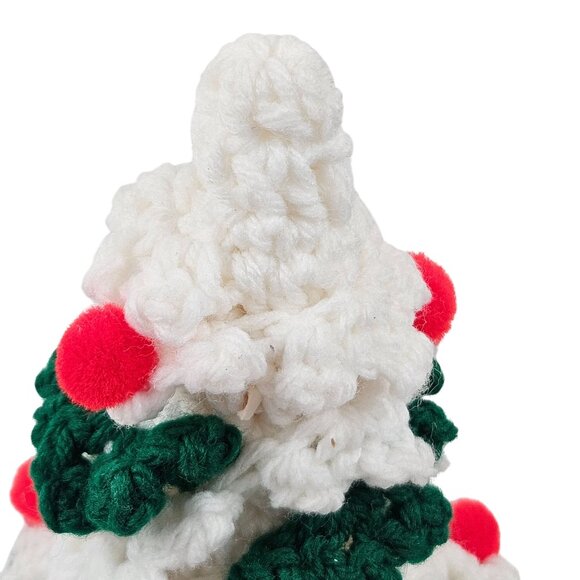Vintage Crochet Christmas Tree Gree White Yarn Hand Crafted Tree Topper Decor - Picture 7 of 10